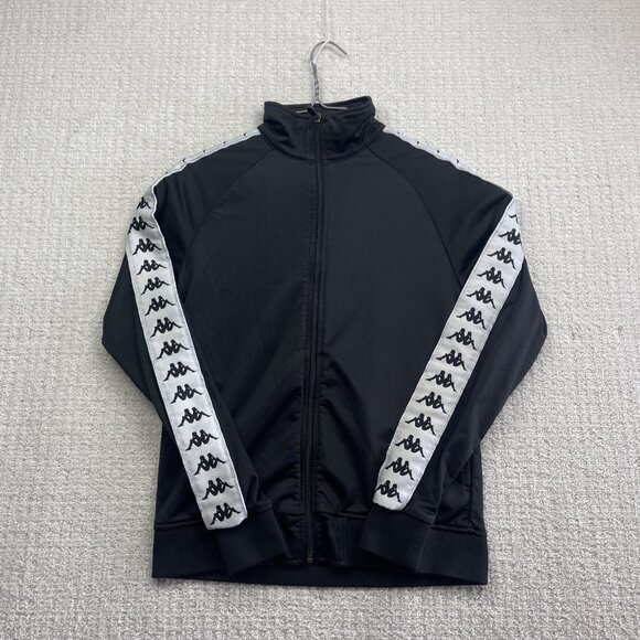 Kappa Black Track Jacket Omini Logo Tape Full Zip Retro Sportswear Women’s Sz S - Picture 1 of 14